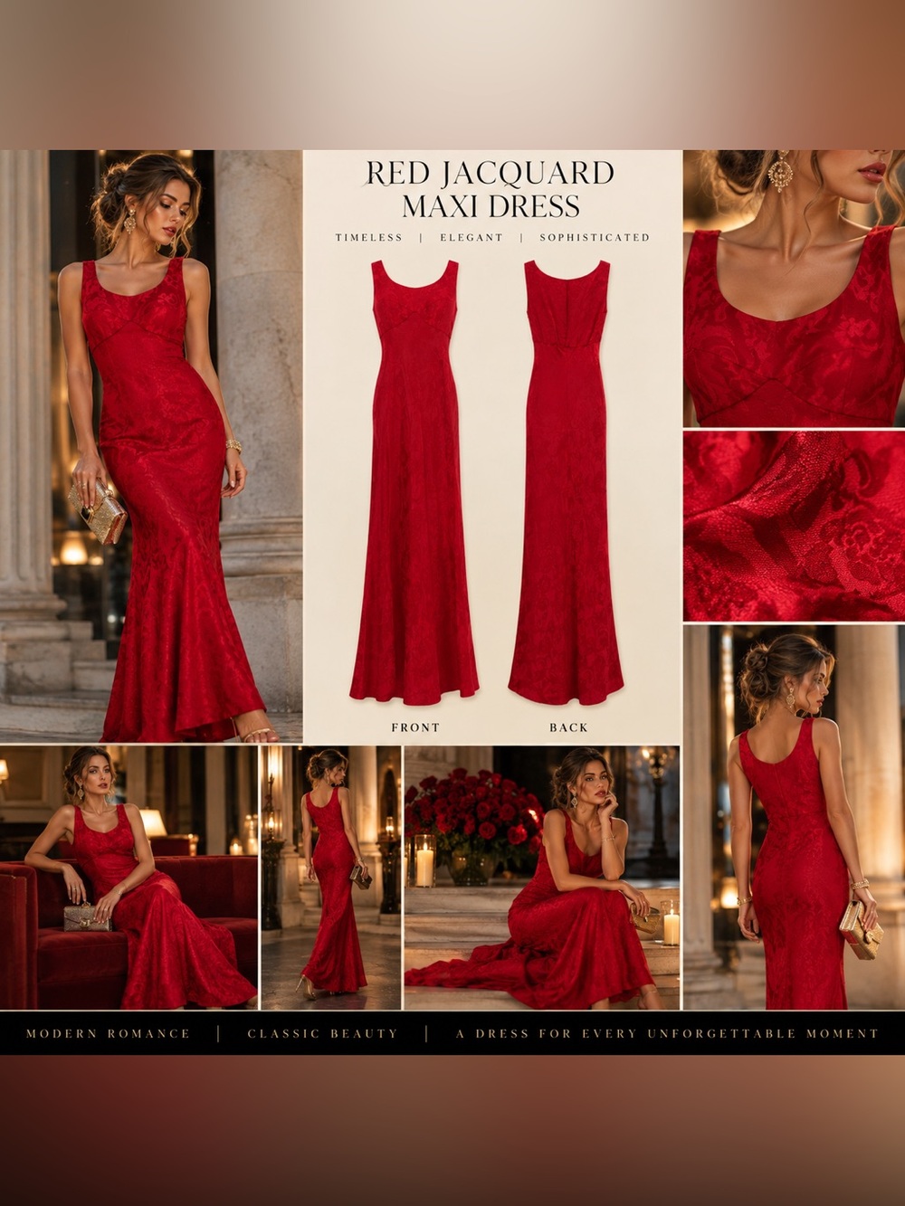 ♥️ Vintage 90s Rampage Red Jacquard Maxi Dress S Y2K